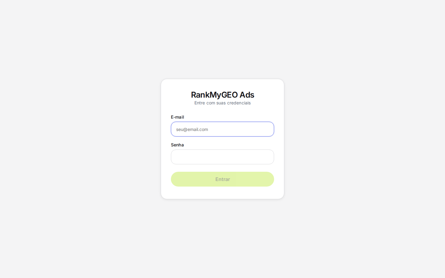 Login page