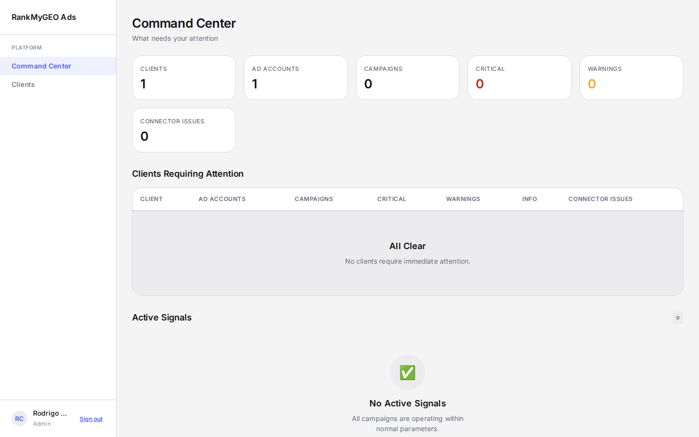 Command Center top